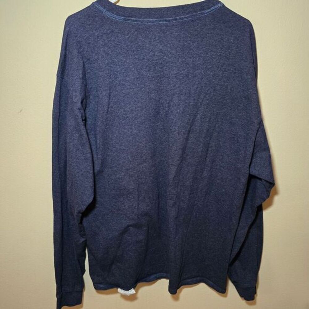 Hanes Men's Long Sleeve Beefy Henley Shirt - Heather Navy- size XL‎ - Picture 5 of 11